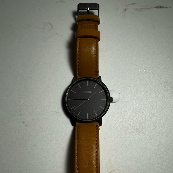 Nixon The Porter Minimal Watch | Gray Dial | Brown Leather Strap